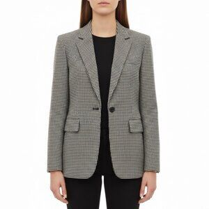 Lauren Ralph Lauren Womens Navy & Beige Houndstooth Linen Blazer Jacket Size 6P